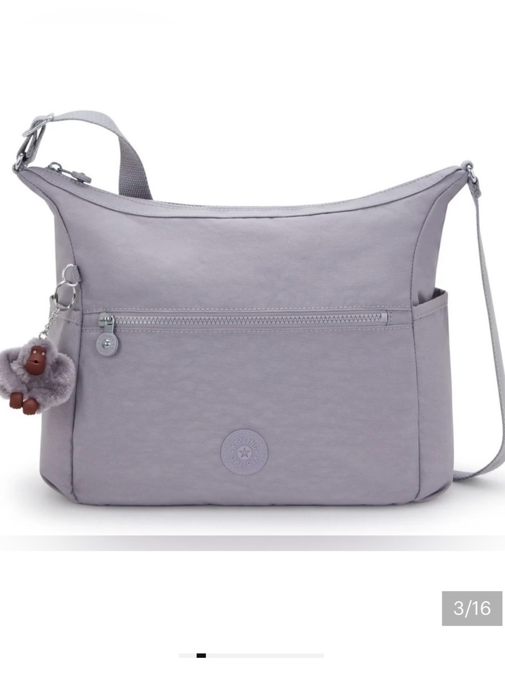 Kipling Alenya Grey Crossbody Bag with Monkey Keychain